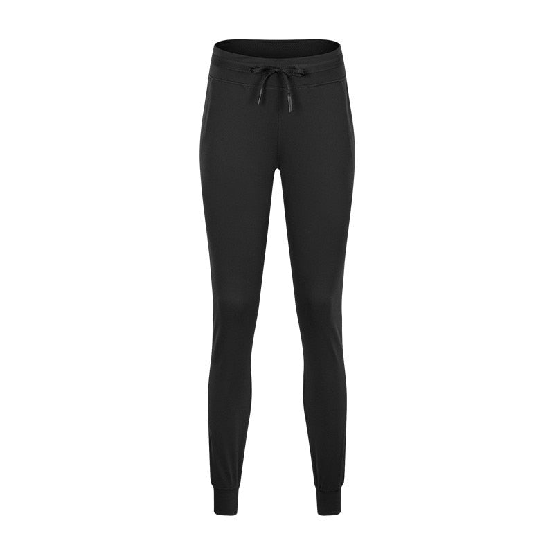 SHINBENE Naked Feel Fabric Workout Sport Joggers Pantalones Mujer Cintura Cordón Fitness Running Pantalones de chándal con dos bolsillos laterales