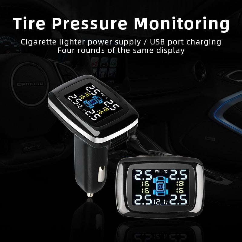 Jansite Car TPMS Sistema de monitoreo de presión de neumáticos Sensores Encendedor de cigarrillos Puerto USB Sistemas de alarma de seguridad automática Presión de neumáticos