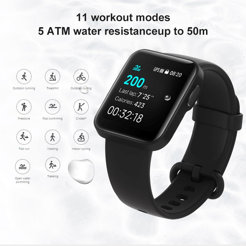 Xiaomi Mi Watch Lite Reloj inteligente Bluetooth GPS 5ATM Reloj inteligente a prueba de agua Fitness Monitor de ritmo cardíaco mi banda Versión global