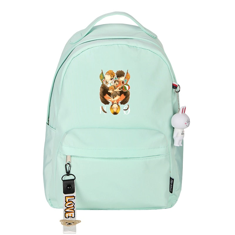 Anime Haikyuu Karasuno VBC Women Backpack Kawaii Pink School Bags Nylon Bookbag Cartoon Travel Bagpack Small School Rugzak