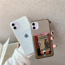 Clear Card Holder Phone Case For iPhone 12 Mini 11 Pro Max XS MAX XR X 7 8 Plus Bumper Solid Color Credit Slot Back Cover