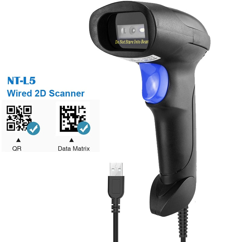 Escáner de código de barras 2D inalámbrico NETUM L8 y lector de código de barras QR 1D/2D con cable L5 PDF417 para terminal POS de inventario