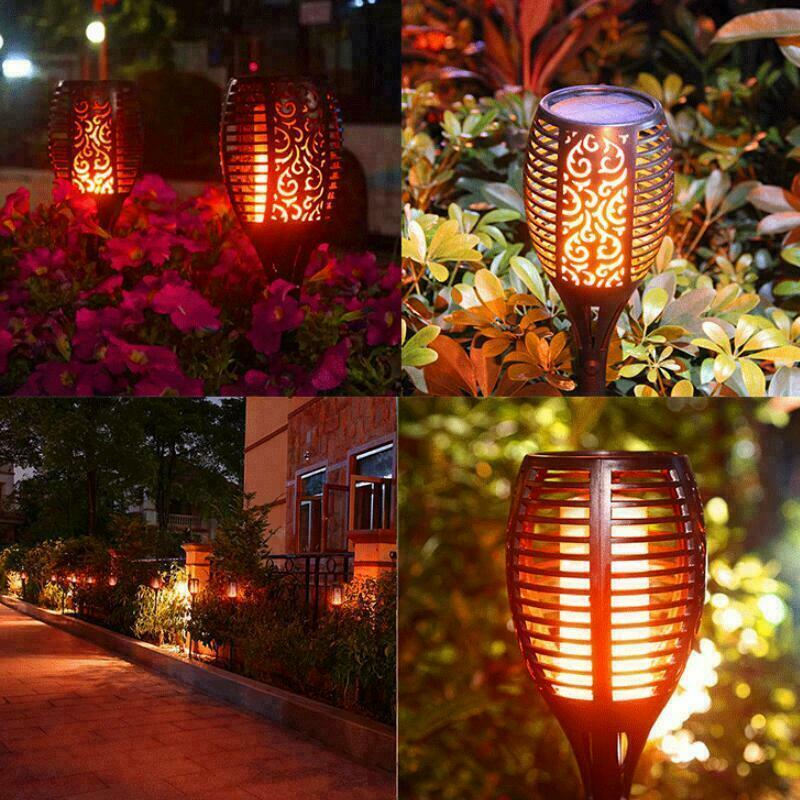 Honhill 33/96 LED lámpara de llama Solar parpadeante al aire libre IP65 impermeable paisaje patio jardín luz camino iluminación antorcha luz