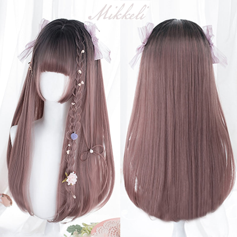 SHANGKE Synthetische Rot Schwarz Blond Weiß Lolita Perücken Für Frauen Lange Gerade Perücke Mit Pony Genshin Impact Cosplay Perücke