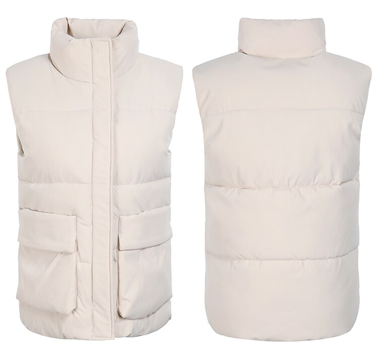 Chaleco sin mangas para mujer, chaqueta acolchada de algodón cálida para invierno, chaleco sin mangas con cuello mandarín para mujer 2021