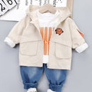 3 Pieces Baby Boy Clothes Set Infant Kids Zipper Jacket + T Shirt + Jeans Child Costume Children Clothing