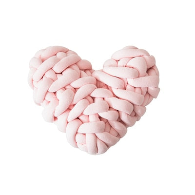 DUNXDECO Heart Pillow Knots Cushion Heart Shape Solid Color Stuffed Plush Toy Doll Present Decorative Pillow Sofa Chair Decorate