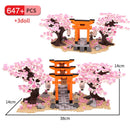 Classic Block City Street View Idea Sakura Inari Shrine Bricks Friends Cherry Blossom House Tree Building Blocks Toys Kids Gift