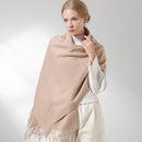100% Real Wool Scarf Women Warm Shawls and Wraps for Ladies Stole Femme Solid Warps Winter Cashmere Wool Scarves Luxury Pashmina