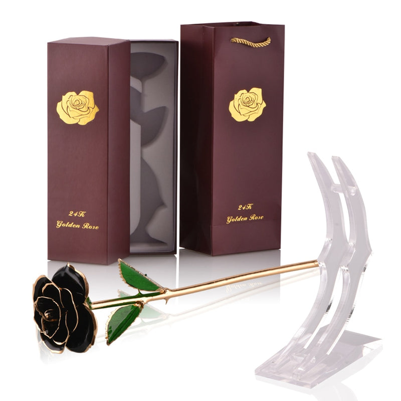 Gifts for Women 24k Gold Dipped Rose with Stand Eternal Flowers Forever Love In Box Girlfriend Wedding Christmas Gifts for Her