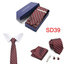 Gift Box 38 styles Tie Set Hanky Cufflinks With Gift Box Jacquard Woven Neckties Set For Men Wedding Party Lots of  accessories