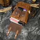 Vintage Crazy Horse Leder Herren Rucksack Unisex Rindsleder 14" Laptop Rucksack Damen dickes echtes Leder Schultasche Freizeittasche