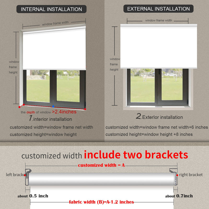 Electric Roller Blinds Hard-Wired System Full Blackout Grain Series Fabric Customized Size