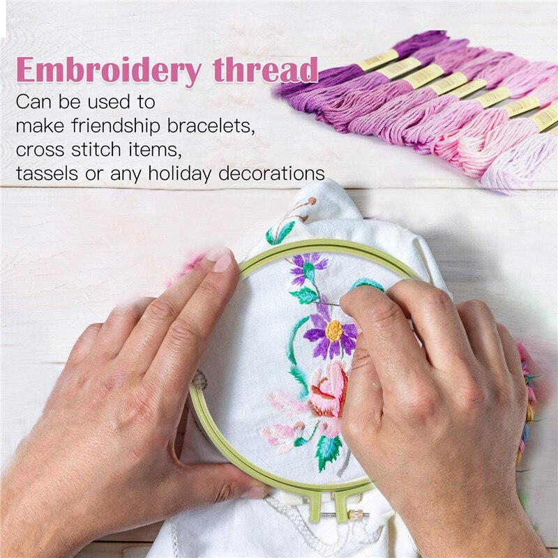 MIUSIE 156 Pcs Embroidery Thread DIY Craft Needlework Cross Stitch Embroidery Hoop Knitting Sewing Punch Needle Kit For Beginner