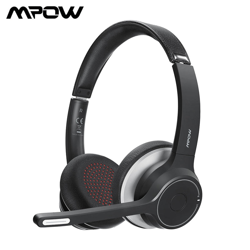 Soulsens/Mpow HC5 Bluetooth-Headsets Kabellose Kopfhörer mit CVC8.0 Noise Cancelling Mic Mute 3,5-mm-Kabelkopfhörer für Telefon