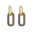 ZHUKOU one pair Hoop Earrings Women CZ Jewelry Gold /Silver Color Rectangle Earring Hoops for party birthday gifts model:VE129