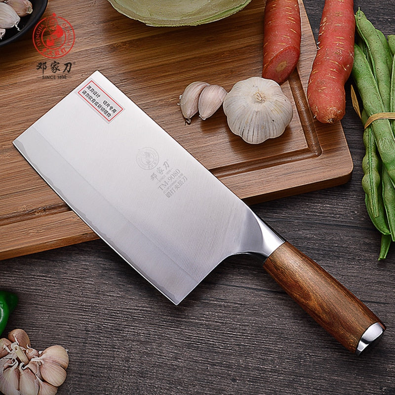 DENGJIA 9Cr18Mov Steel Mahogany Handle Chinese High Quality Chef Knife Handmade Vegetable and Meat Stainless Kitchen Knives