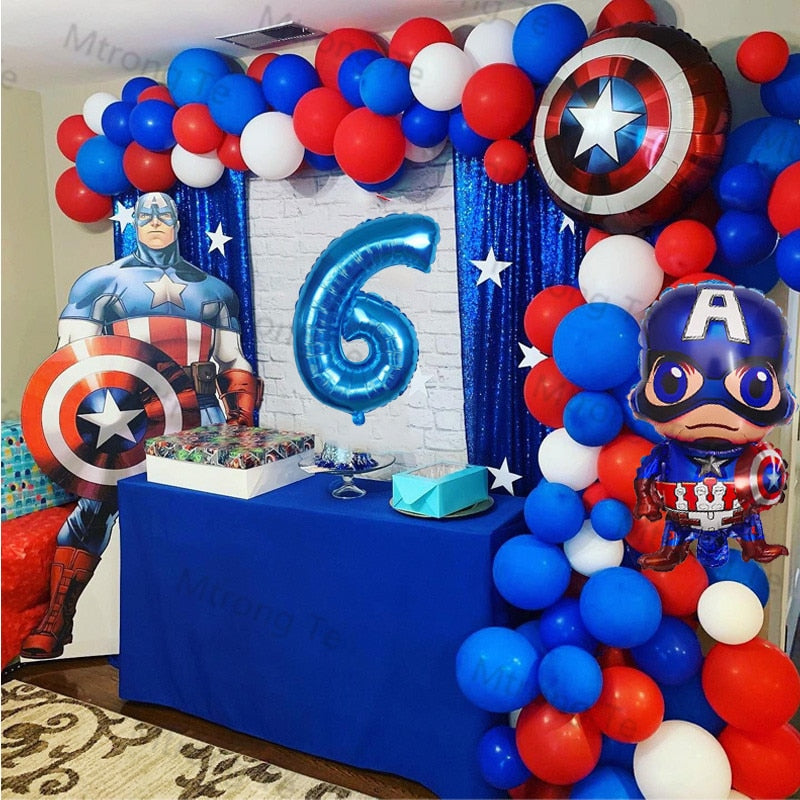 1Set Superheld Ballon Captain America Geburtstagsfeier Dekorationen Babyparty Dekor Kinder Party Cartoon Charakter Ballon Globos