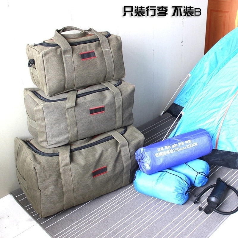 Bolsa de equipaje de viaje de lona de gran capacidad Bolsa de lona de viaje al aire libre