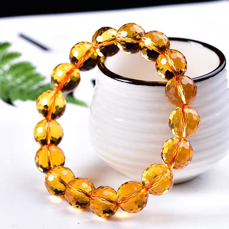 Echter natürlicher gelber Citrin klarer runder Perlenarmband-Frauen-Mann-Kristalledelstein wohlhabend 8mm 10mm 12mm Geschenk AAAAA