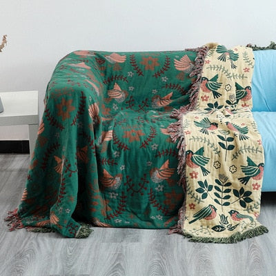 Junwell 100% funda de sofá a cuadros de muselina de algodón manta de verano cama de gasa elegante borla multifunción de viaje manta transpirable