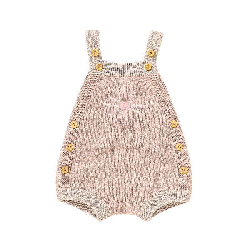 2021-07-02 Lioraitiin 0-18M Newborn Baby Boy Girl Autumn Bodysuit Sleeveless Knitting Sun Printed Jumpsuit 2Styles