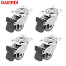 4PCS NAIERDI 1-2inch Furniture Caster Soft Rubber Universal Wheel Swivel Caster Roller Wheel For Platform Trolley Accessory