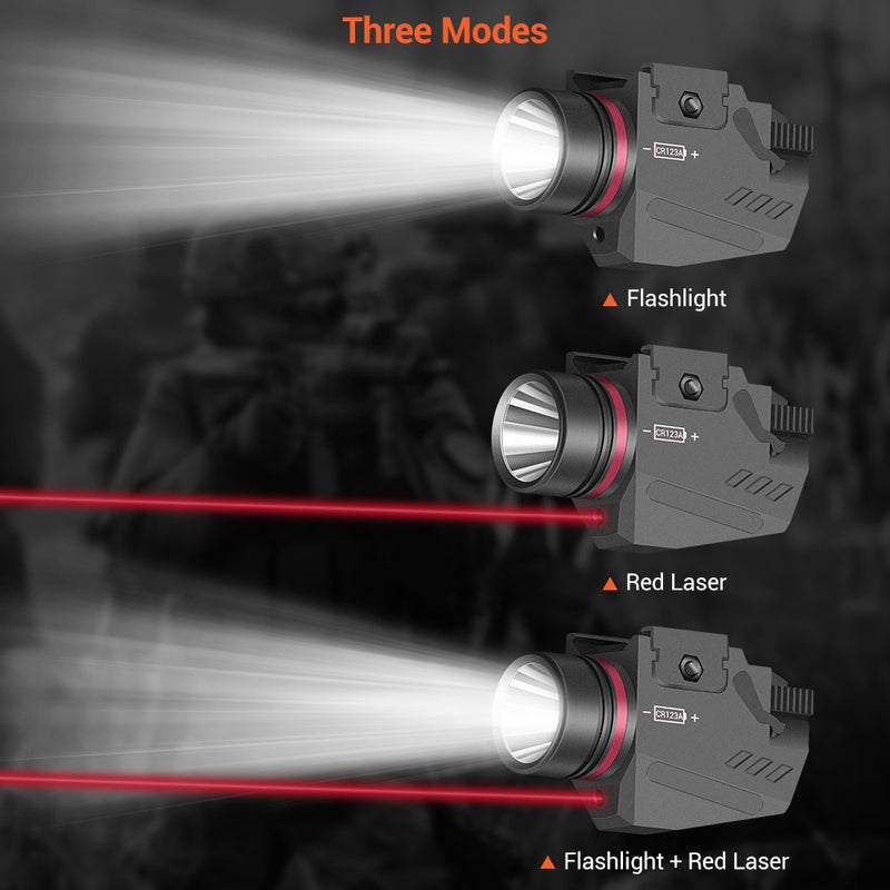 Linterna de luz LED para pistola táctica, mira láser roja para pistola de riel de 20mm, luz para pistola, luz Airsoft, accesorio para tiro de caza