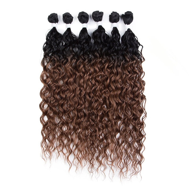 Magic Synthetic 6PCS 24 26 28inches Kinky Curly Hair Bundles Ombre Blonde Farbe Fake Hair Extensions Curly Hair Accessories