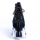 Schwarzes Leder Rollschuhe Schuhe 4-Rad zweireihig Flash Ourdoor Erwachsener Mann Frau Patines Schuhe Europa Größe 36-45