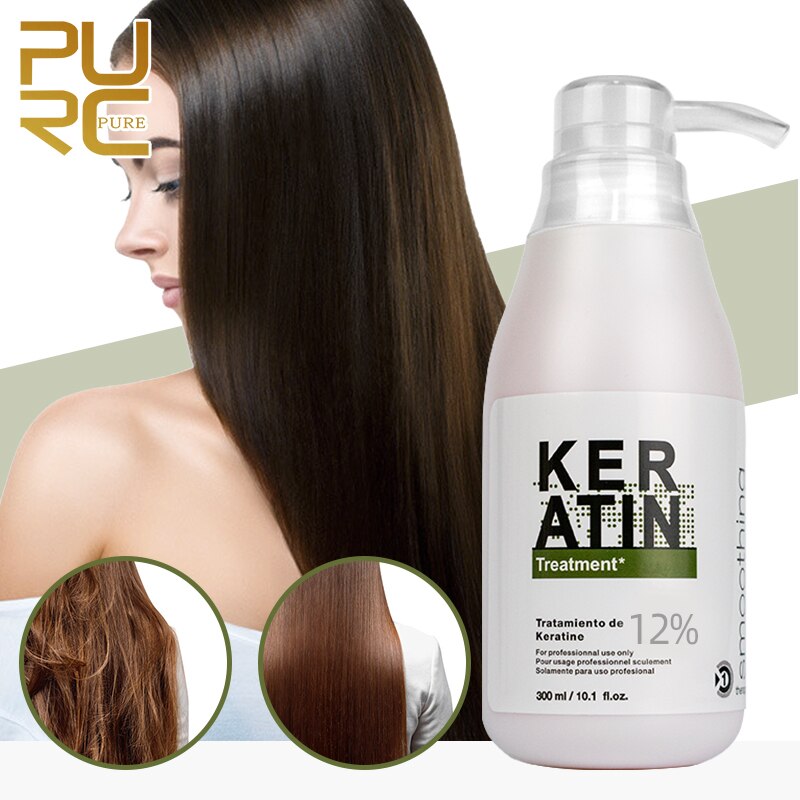 PURC queratina brasileña 12% formalina 300ml tratamiento de queratina cabello rizado alisado producto reparador cabello dañado