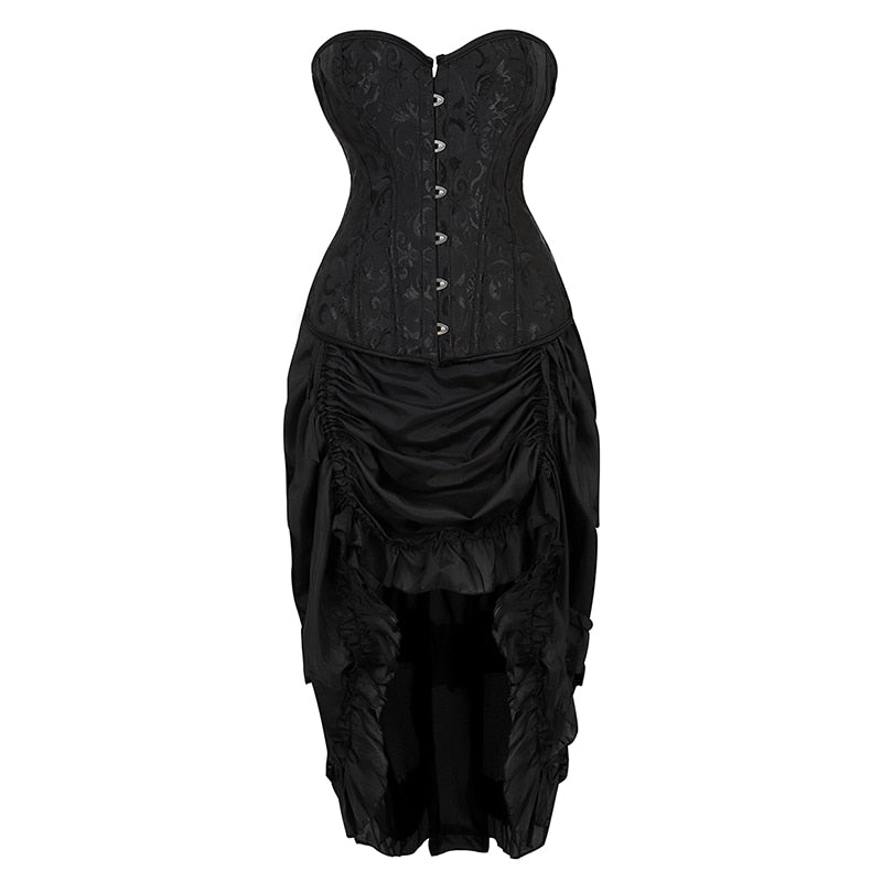 Steampunk corsé vestido Vintage falda diosa disfraz alto bajo volante fiesta pirata faldas Lolita Medieval victoriano conjunto de 3 piezas