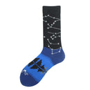 Feliz divertido Unisex pintura UFO astronauta espacio exterior cohete Star War hombres tripulación calcetines Streetwear algodón hombre monopatín vestido