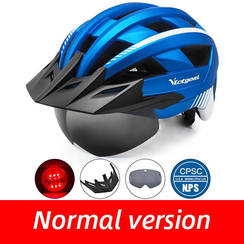 Victgoal casco de bicicleta LED montaña carretera USB recargable luz casco de ciclismo para hombre visera gafas hombres MTB bicicleta casco