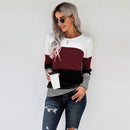 Autumn And Winter Woman Knitted Clothes Sweaters Stitching Color Long Sleeve Winter Blouses For Top Clothing For Women&