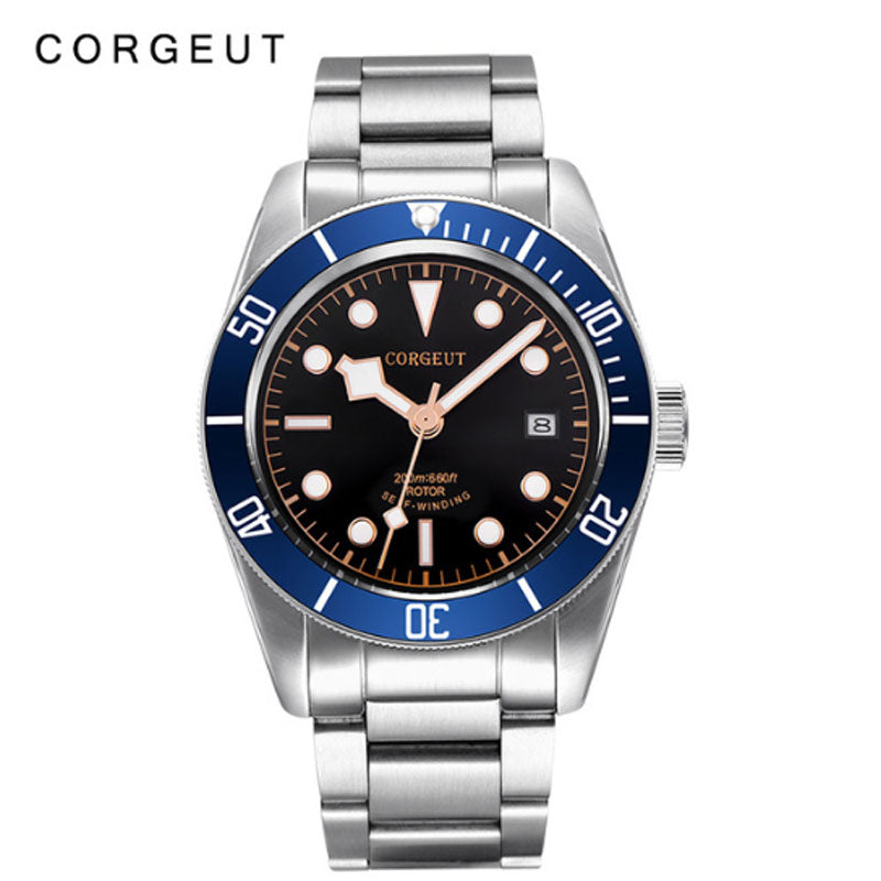 Corgeut Luxury Brand Black Dial Men NH35 Miyota Automatic Mechanical Watch Military Sport Swim Steel Mechanical Wrist Watches