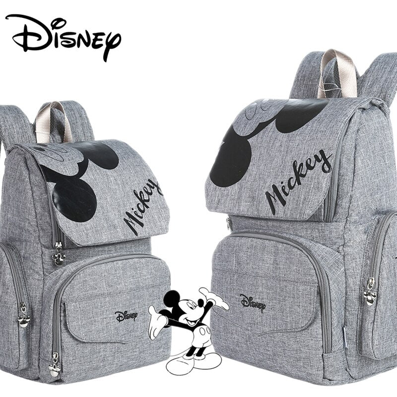 Bolsa de pañales de mamá de Disney, bolsa de lactancia para el cuidado del bebé, mochila de viaje, bolsas de diseño de Mickey, bolso de mano gris y negro