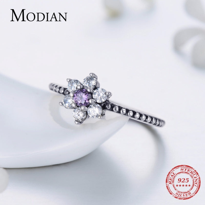 Modian Classic Real 100% 925 Sterling silver Ring & Earring Fashion Crystal Clear Stud Earrings For Women Wedding Jewelry Sets