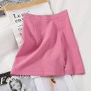 HELIAR 2022 Spring Women Skirts Preppy Style A-line High-waist Split Mini Skirts Women Solid Elegant Casual OL Skirts For Women