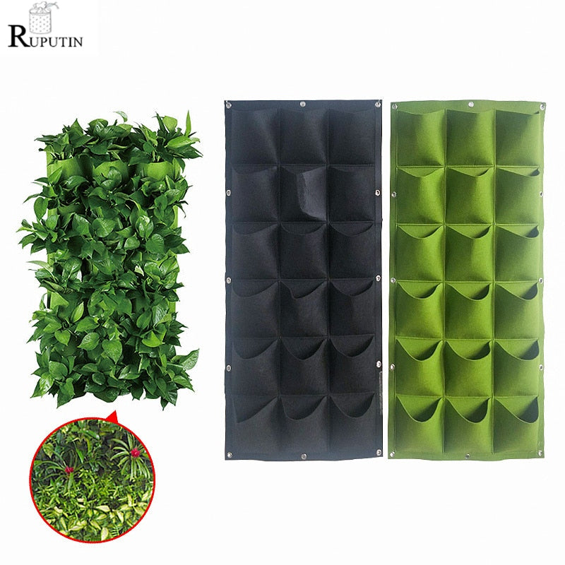 Wall Mount Hanging Planting Bags Home Supplies Multi Pockets Green Grow Bag Planter Vertical Growing Vegetable Living Garden Bag