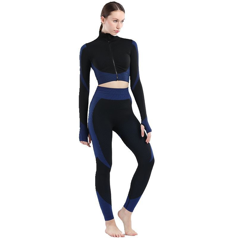 New Fitness Suits Yoga Women Outfits 3pcs Sets Long Sleeve Shirt+Sport Bra+Seamless Leggings Workout Running Clothing Gym Wear