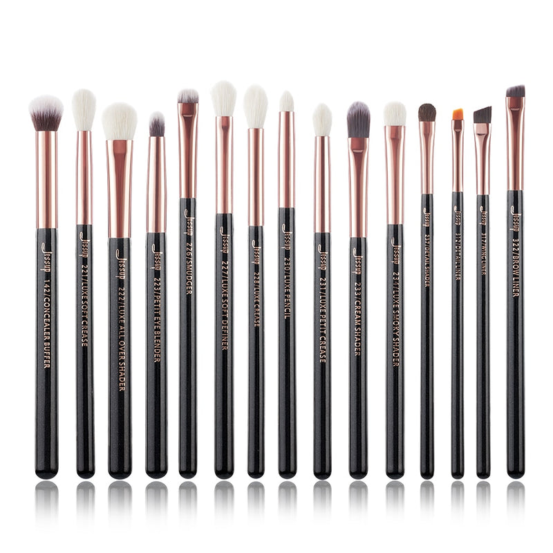 Jessup Makeup Brushes Set 15pcs Eye Brushes set Natural-synthetic Eyeshadow Eyeliner Eyebrow Blending Pearl White T217