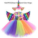 Regenbogen Pailletten Einhorn Kinder verkleiden sich Kostüme Prinzessin Mädchen Kleid Party Kostüm Halloween Blumenmädchen Kleider für Hochzeiten Knie
