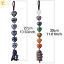 CSJA Heart Shape Natural Stone Car Hanging Chakra Chip Bead Healing Crystal Handmade Weave Lucky Ornament Window Wall Decor G541