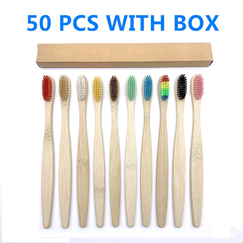 50/40/30-pack Bamboo Toothbrush Adults Soft Bristles Biodegradable Plastic-Free Toothbrushes Low Carbon Eco Bamboo Handle Brush