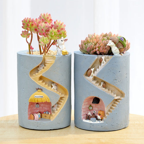 Kreative Tier Harz Blumentopf Sukkulenten Pflanzer Wasser Pflanzbehälter Kaninchen Igel Dekorativer Topf Desktop Ornament