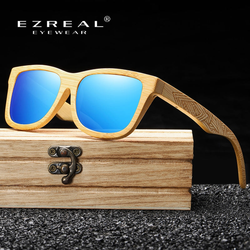 Gafas de sol de bambú de madera Natural hechas a mano con diseño de marca EZREAL, gafas de sol de lujo polarizadas de madera, gafas de sol masculinas