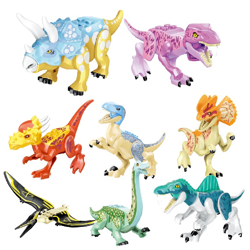 Neue Jurassic Dinosaurier Regenwald Tiere DIY Blöcke Dinosaurier Mini Modelle Bausteinziegelsteine ​​Kind Dino Spielzeug Für Kinder