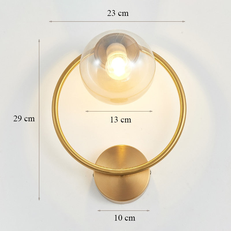 Lámpara de pared Led decorativa, lámpara de lectura nocturna de hierro junto a la lámpara, escaleras para el hogar, candelabro Vintage para Loft, luces de pared, bola de cristal, oro, negro, E27