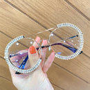 Zircon oversized sunglasses 2020 luxury Round sun glasses women Clear lens Eyeglasses Shades For Women  oculos feminino